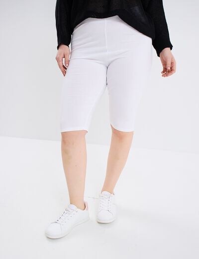 Legging court cycliste coton blanc femme grande taille