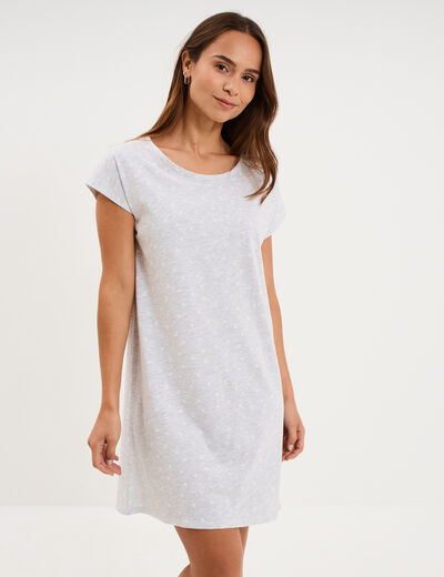 Chemise de nuit manches courtes gris clair femme