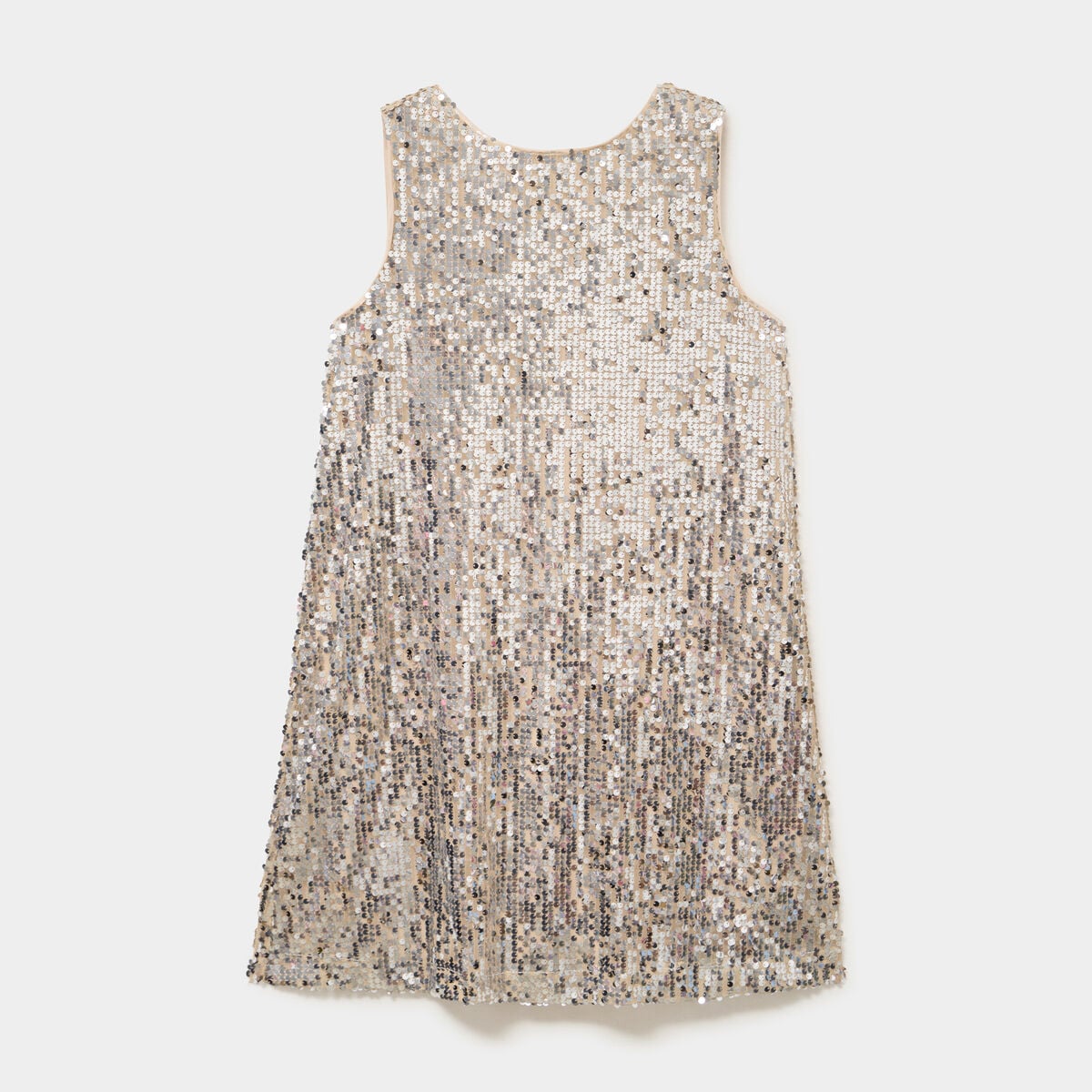 Robe &agrave; sequins sans manches courte jaune or femme