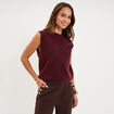 Pull sans manches col rond violet fonc&eacute; femme