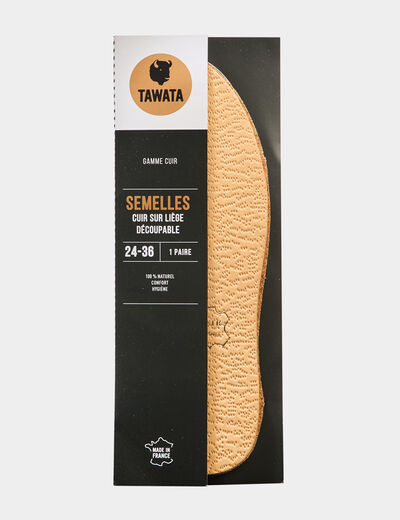 Semelles découpables cuir liège Tawata sable mixte