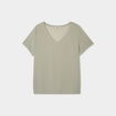 T-shirt manches courtes col V vert kaki femme grande taille
