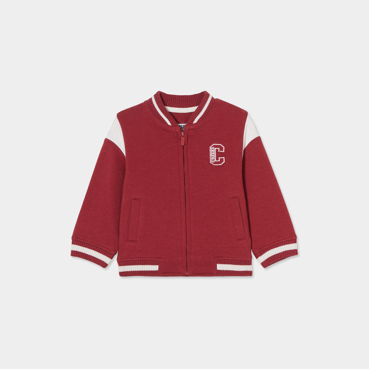 Gilet zippé col teddy Creeks rouge foncé bébé garçon