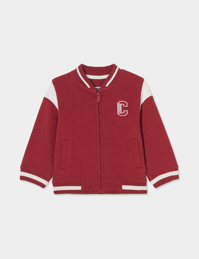 Gilet zippé col teddy Creeks rouge foncé bébé garçon