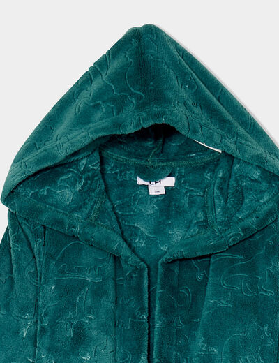 Peignoir capuche ceinturé effet polaire vert garçon