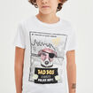 T-shirt printé col rond manches courtes blanc garçon