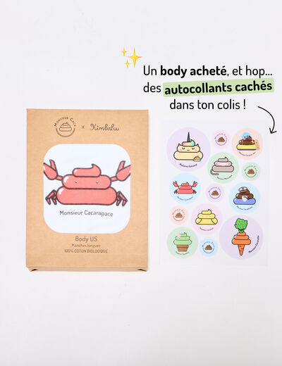 Body US coton Monsieur Caca x La Halle blanc bébé garçon