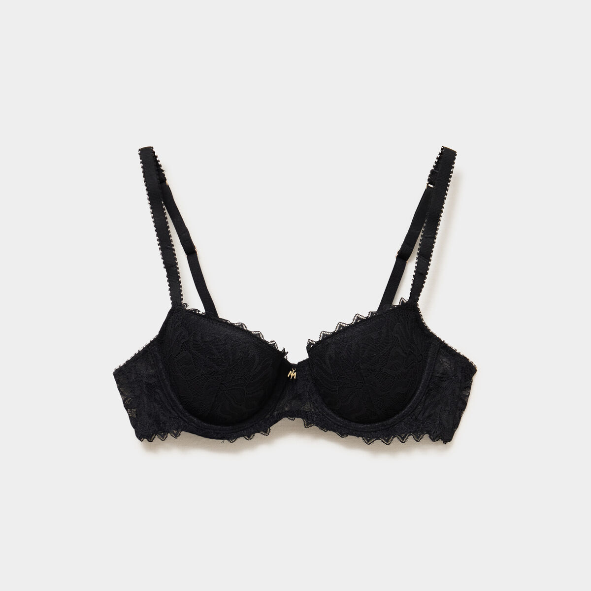 Soutien-gorge corbeille padd&eacute; dentelle noir femme
