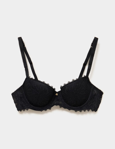 Soutien-gorge corbeille padd&eacute; dentelle noir femme