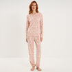 Ensemble pyjama t-shirt pantalon velours rose femme