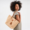 Sac shopper effet tress&eacute; sable femme