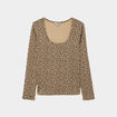 T-shirt coton stretch manches longues beige femme