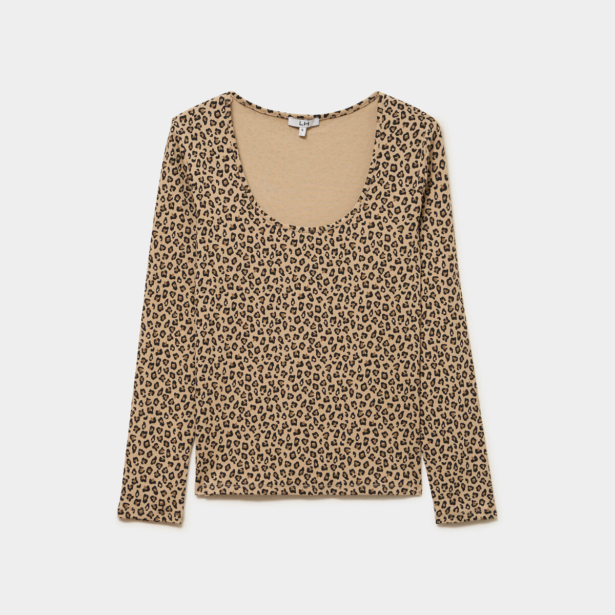 T-shirt coton stretch manches longues beige femme
