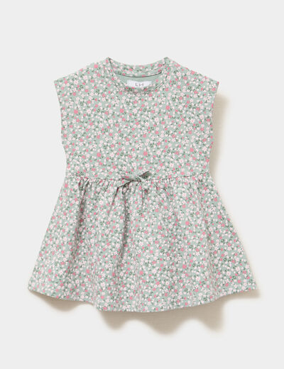 Robe patineuse manches courtes vert b&eacute;b&eacute; fille
