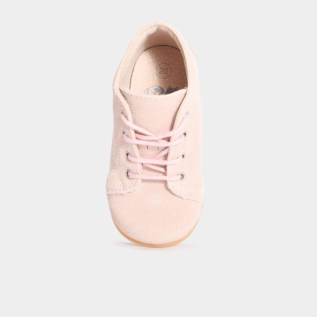 Bottillons effet suédine en cuir rose bébé fille