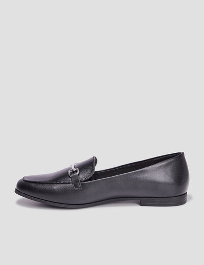 Mocassins plats avec boucles noir femme