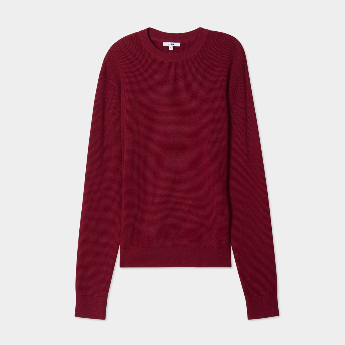 Pull en maille textur&eacute;e col rond bordeaux homme