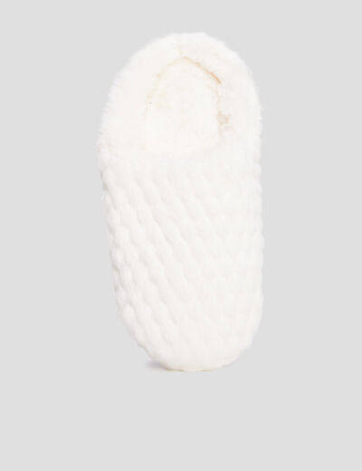 Chaussons mules fausse fourrure blanc femme
