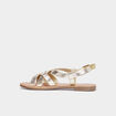 Sandales plates brides croisées jaune or femme