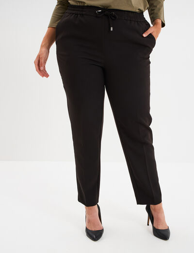 Pantalon city paperbag taille &eacute;lastiqu&eacute;e noir femme grande taille
