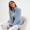 Veste effet polaire col montant bleu gris femme