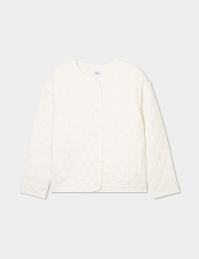 Veste matelassée boutonnée coton ivoire femme grande taille