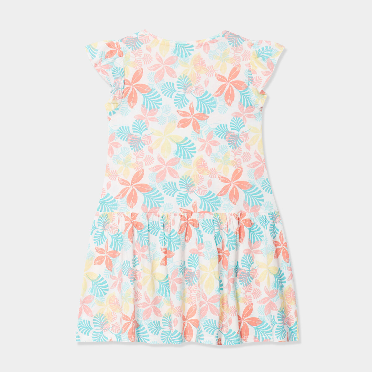 Robe courte évasée à volants ecru fille