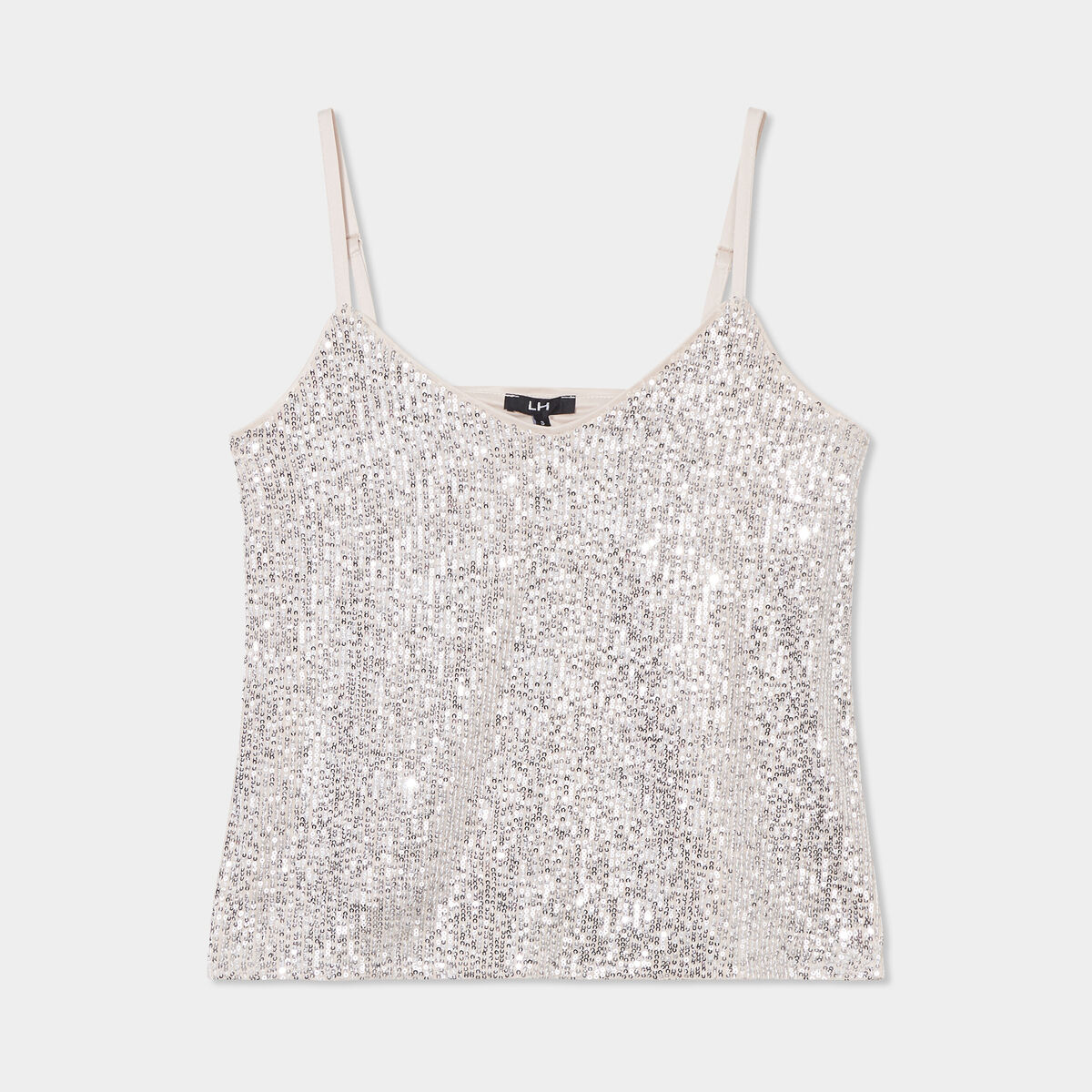 Débardeur à sequins bretelles fines jaune or femme