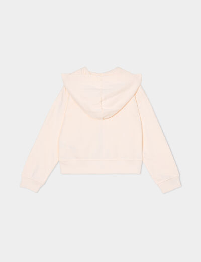 Sweat zippé à capuche coton ivoire fille