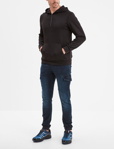 Sweat à capuche hoodie zippé noir homme