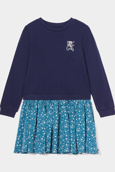 Robe effet 2-en-1 sweat et jupe Creeks vert foncé fille