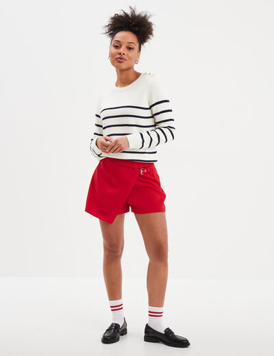Jupe-short portefeuille rouge femme