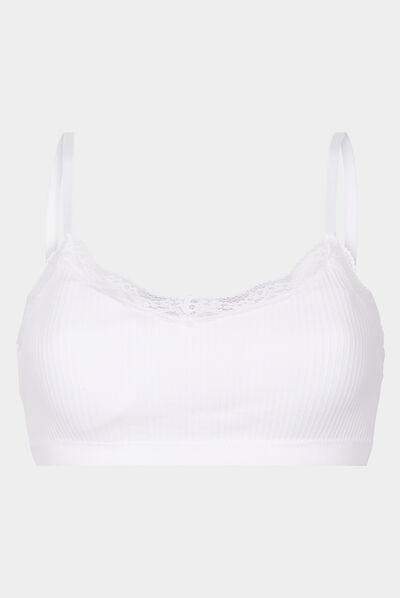 Brassière côtelé sans armature blanc femme