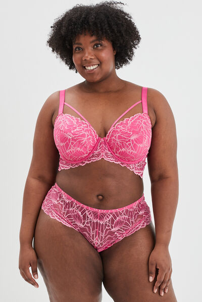 Soutien-gorge emboîtant dentelle rose fushia femme grande taille