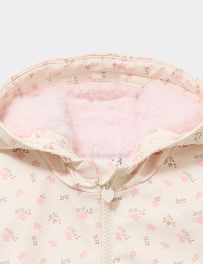 Parka imperm&eacute;able fourr&eacute;e &agrave; capuche bleu marine b&eacute;b&eacute; fille