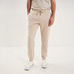 Pantalon jogging droit molleton beige homme