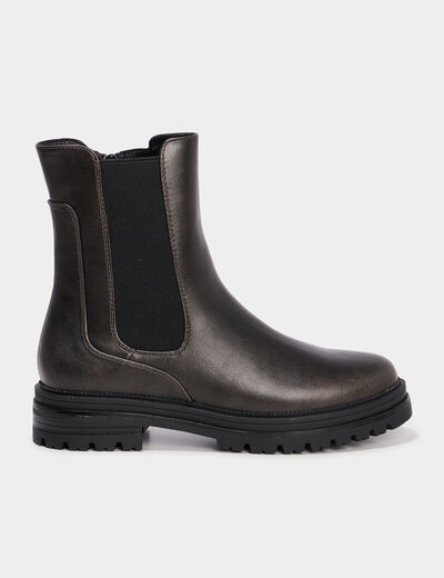 Boots chelsea crant&eacute;es noir femme