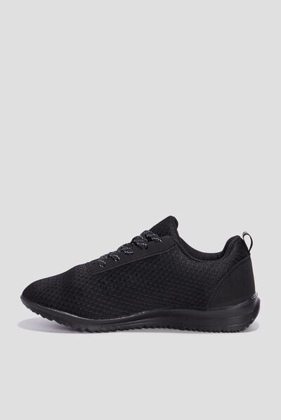 Baskets running à lacets noir femme