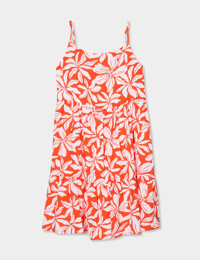 Robe avec bretelles courte orange fille