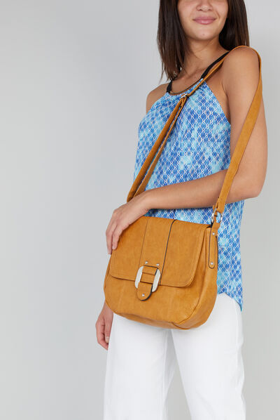Sac besace avec boucle jaune femme