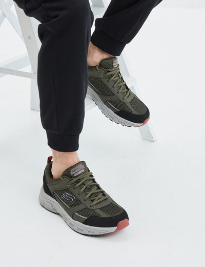 Baskets running mémoire forme Skechers vert kaki homme