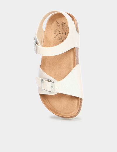 Sandales plates avec boucles blanc fille