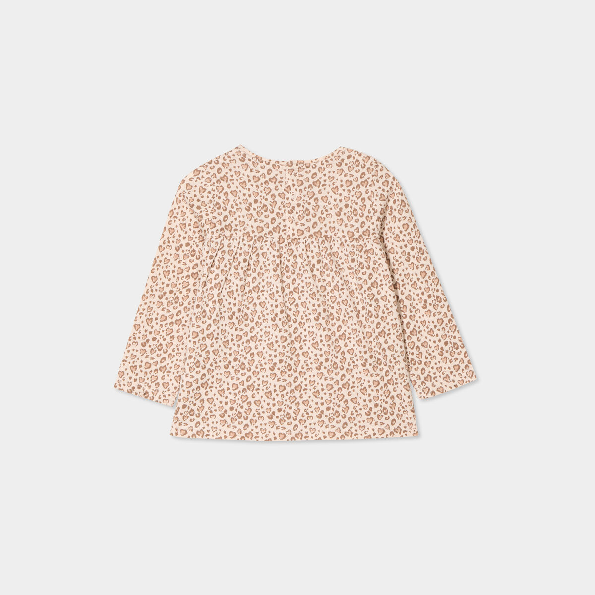 T-shirt manches longues col rond coton creme bébé fille