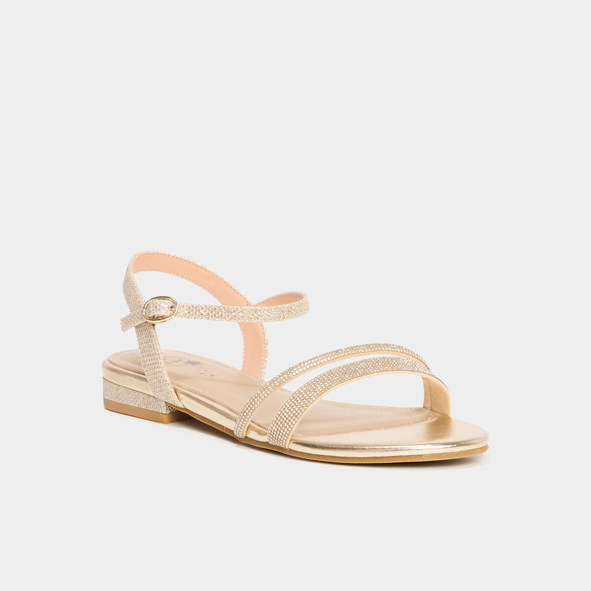 Sandales avec strass jaune or fille