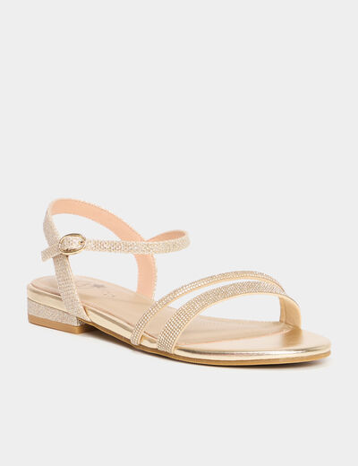 Sandales avec strass jaune or fille