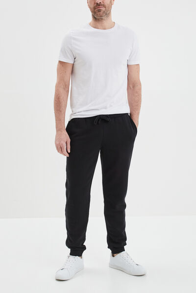 Jogging droit molleton noir homme
