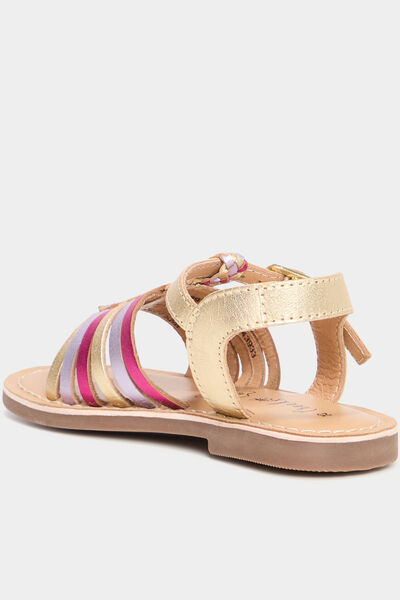 Sandales plates en cuir multicolore fille
