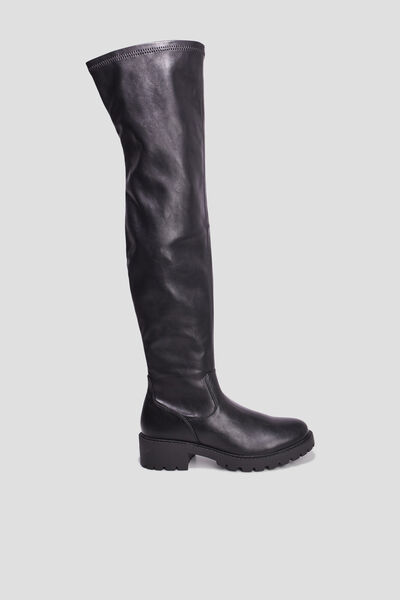 Bottes cuissardes semelle chunky noir femme