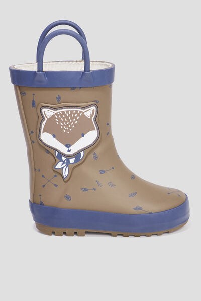 Bottes de pluie avec anses marron bébé garçon