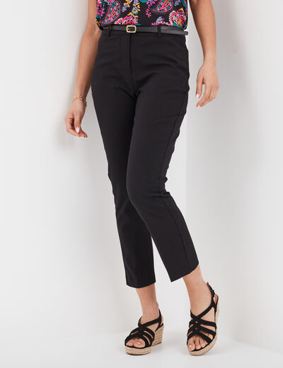 Pantalon city stretch 7/8ème noir femme